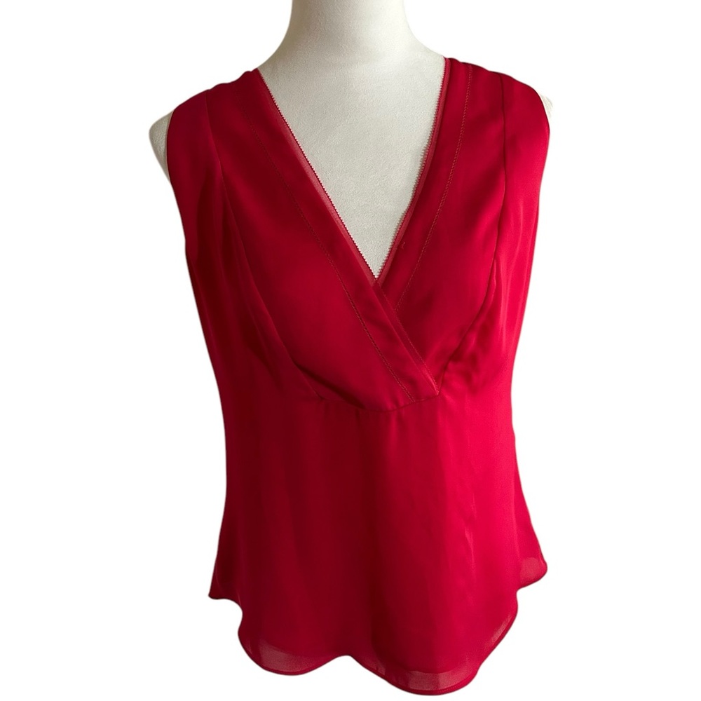 Elegant White House Black Market Red Sleeveless Top